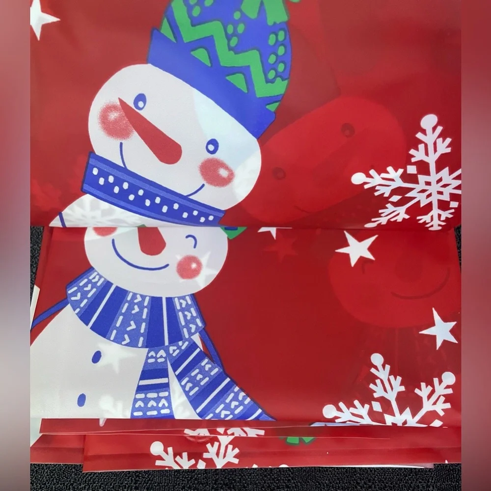 Christmas Shower Curtain PEVA Frosty Snowman Snowflakes Red Blue Green White NWT